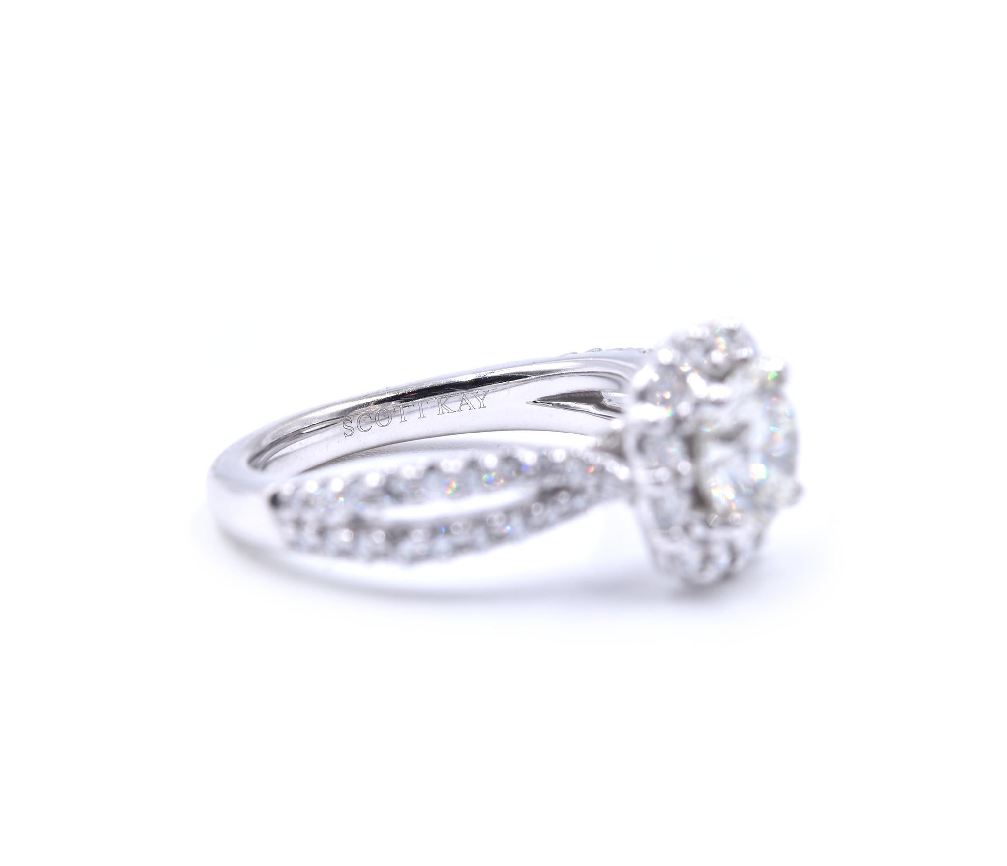 14 Karat White Gold Scott Kay 1.25 Carat Diamond Engagement Ring In Excellent Condition In Scottsdale, AZ