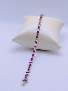 Ruby White Gold Semi-Bezel Tennis Bracelet