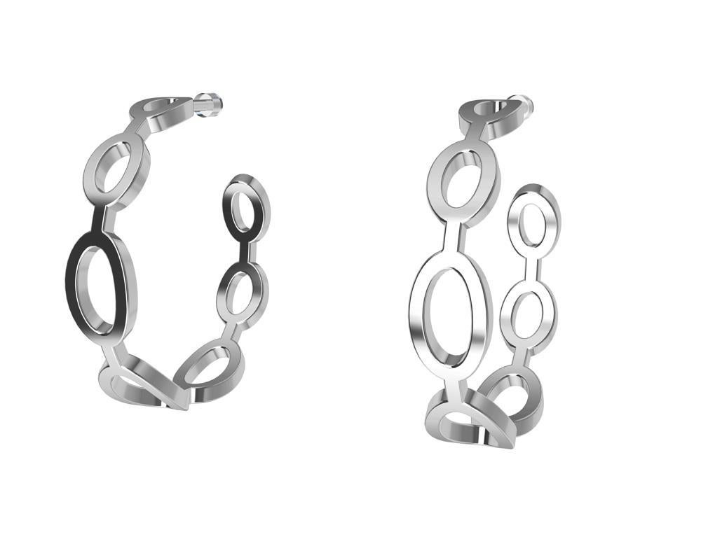 Contemporary 14 Karat White Gold Seven Ovals Hoops For Sale