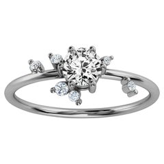 14K White Gold Shayna Petite Design Round Diamond Ring 'Center 1/3 Carat'