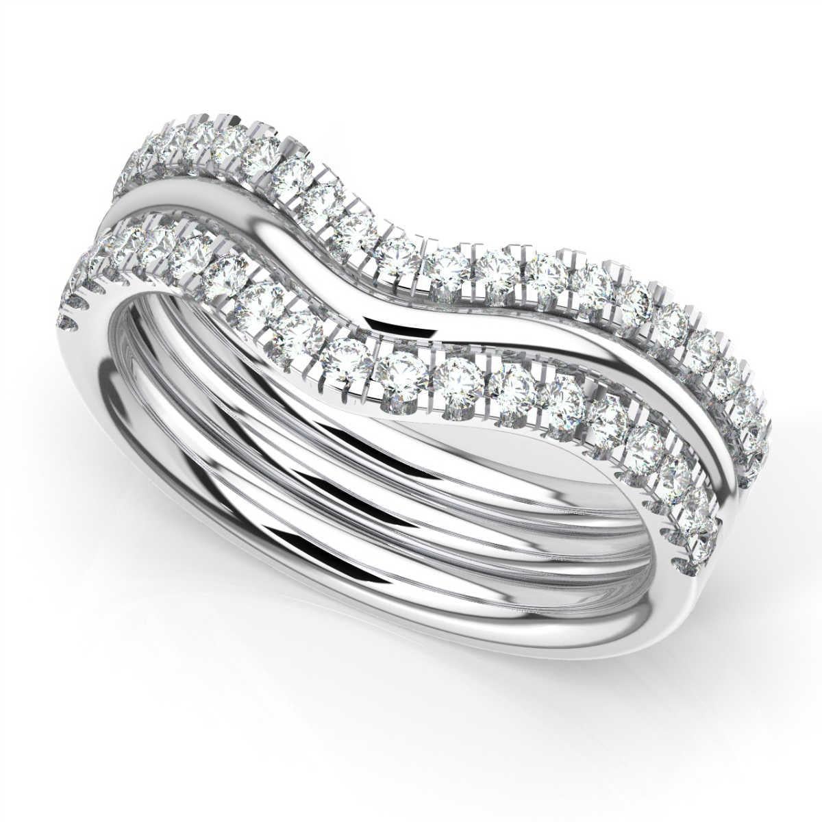 Round Cut 14 Karat White Gold Shila Petite Stackable Diamond Ring '2/5 Carat' For Sale