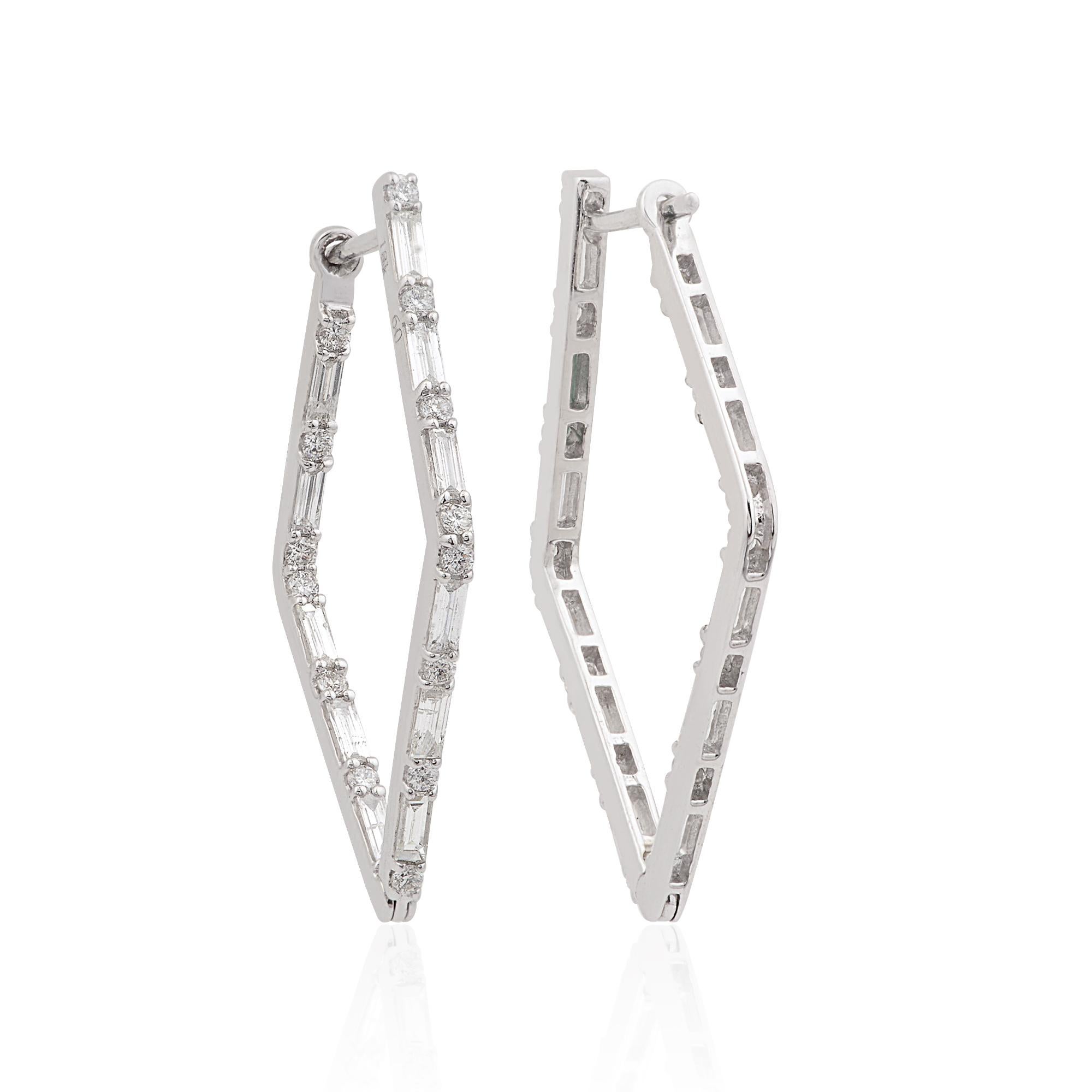 Moderne Boucles d'oreilles géométriques en or blanc 14k SI/H 1.60Ct Natural Diamond pour femmes en vente