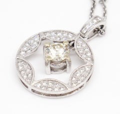 14 Karat Gold Si1-Si2, G--J, 0.60 Carat Diamond Circle of Life Necklace Long