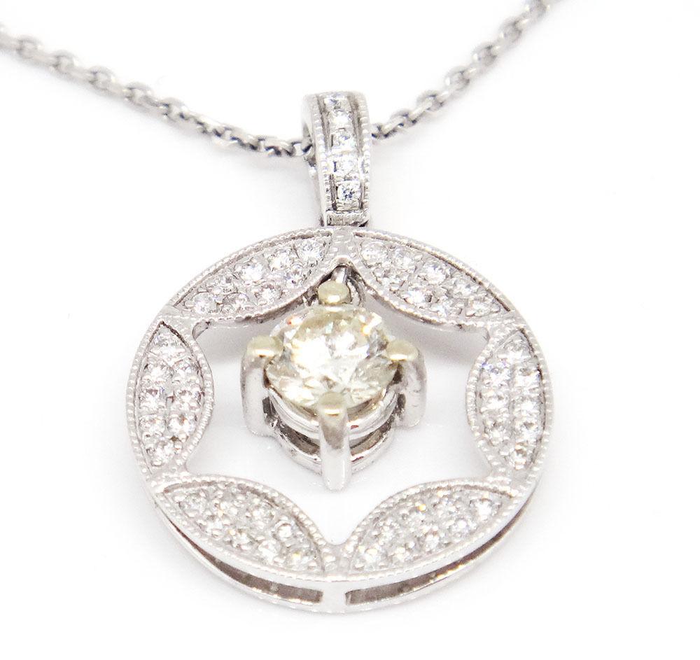 14 Karat Gold Si1-Si2, G--J, 0.60 Carat Diamond Circle of Life Necklace Long In New Condition For Sale In New York, NY