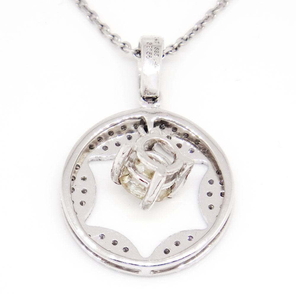Women's or Men's 14 Karat Gold Si1-Si2, G--J, 0.60 Carat Diamond Circle of Life Necklace Long For Sale