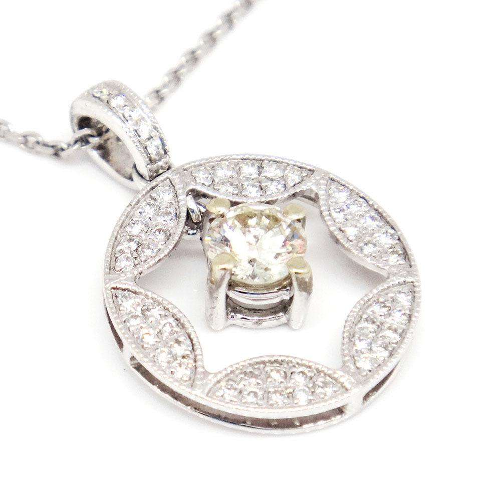 14 Karat Gold Si1-Si2, G--J, 0.60 Carat Diamond Circle of Life Necklace Long For Sale 1