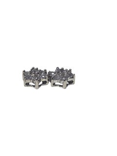 14K White Gold Simulated Diamond Cluster Stud Earrings #24148
