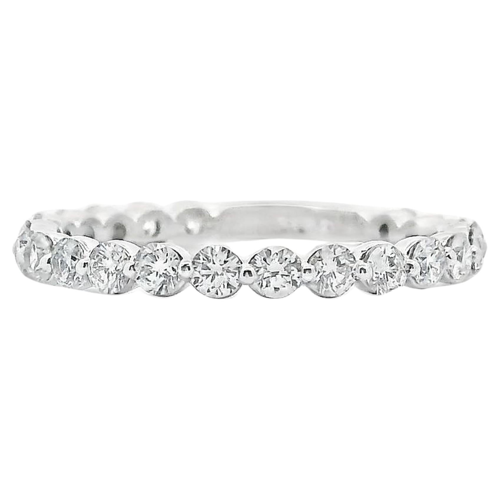 14K White Gold Single Shared Prong Diamonds- Size 6