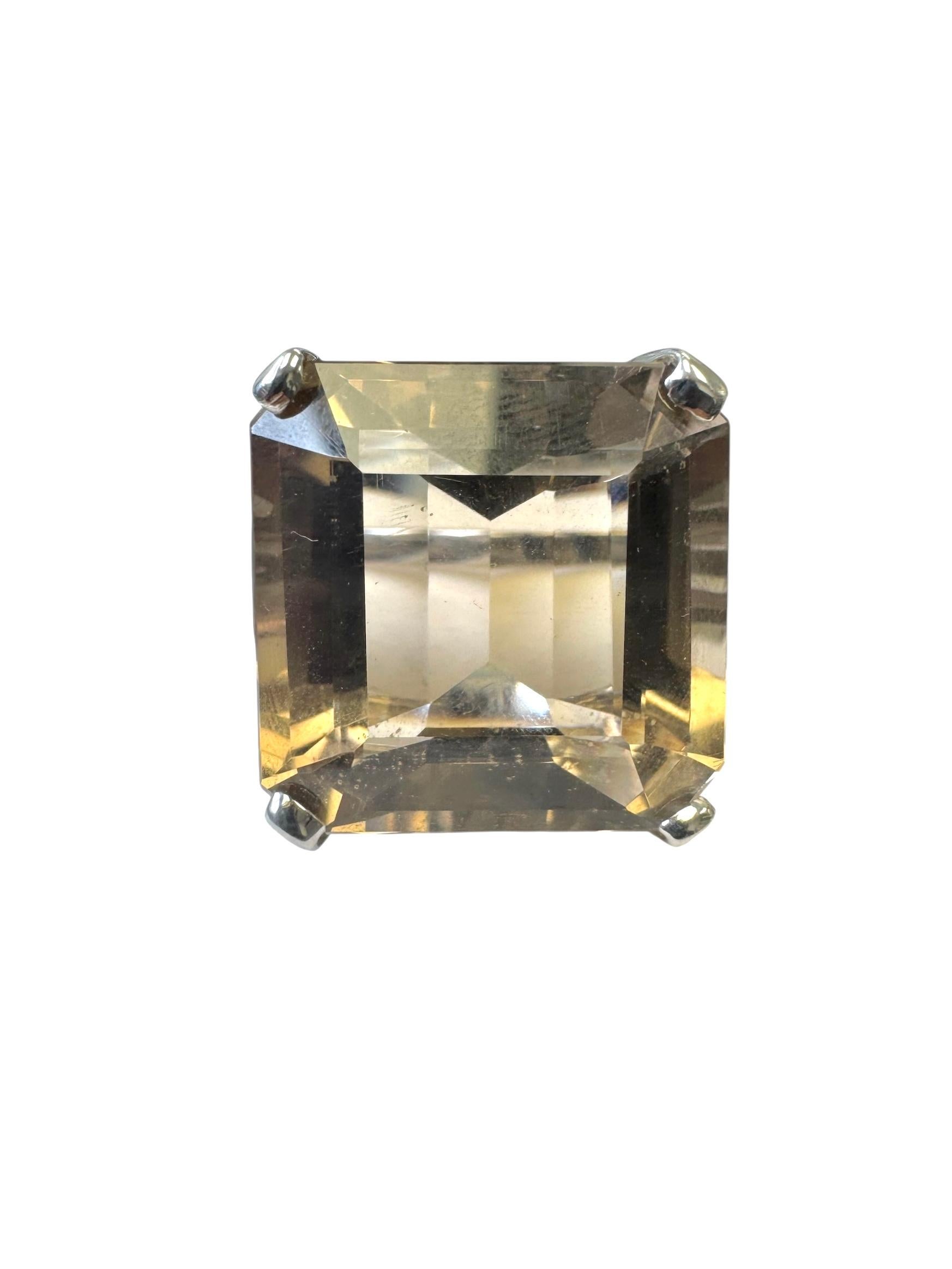14K White Gold Smoky Quartz and Diamond Cocktail Ring For Sale 1