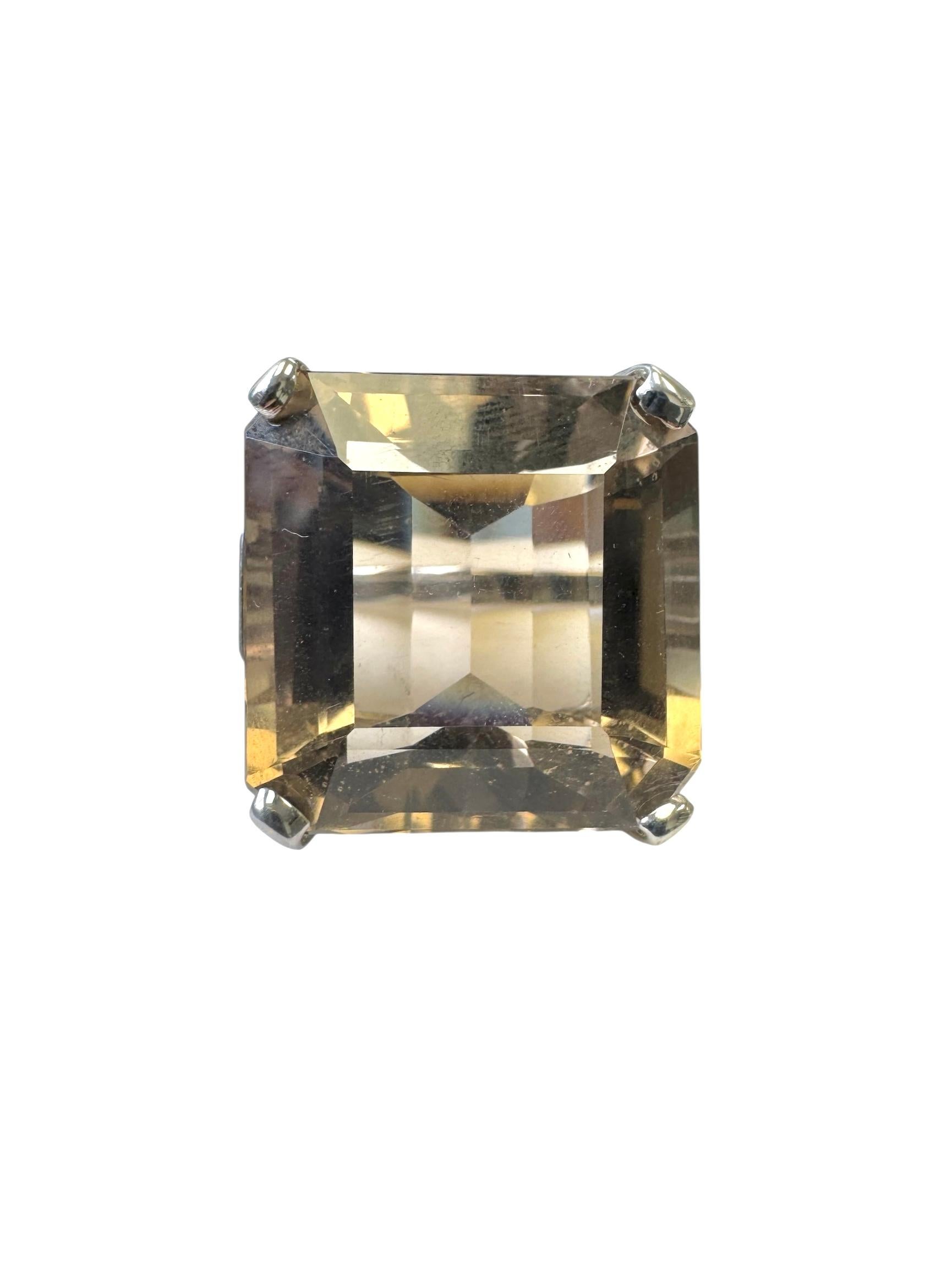 14K White Gold Smoky Quartz and Diamond Cocktail Ring For Sale 2