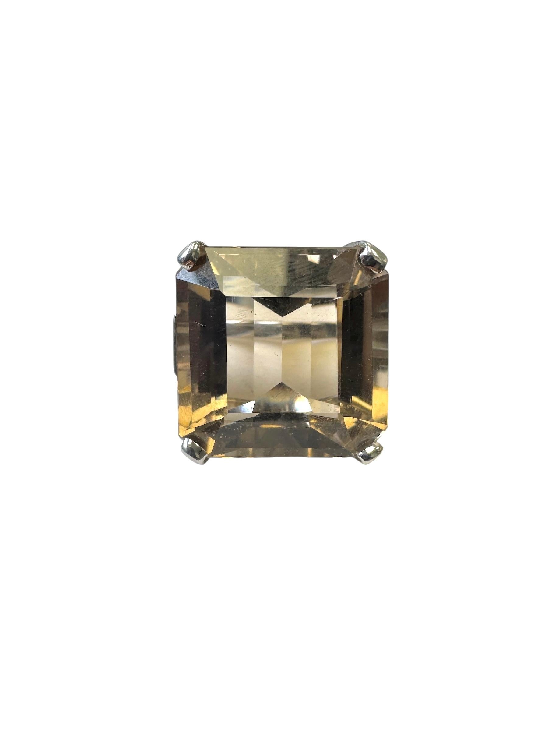 14K White Gold Smoky Quartz and Diamond Cocktail Ring For Sale 3