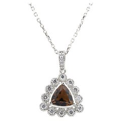 Ciondolo aureola Smoky Trillion in oro bianco 14K