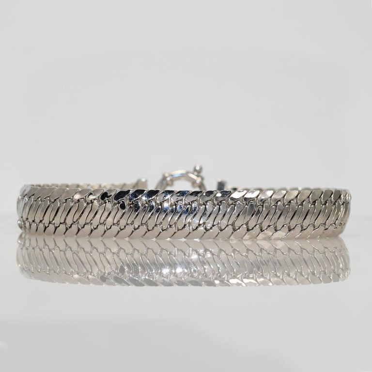 14K White Gold Snake Chain Bracelet, 10.6gr For Sale at 1stDibs