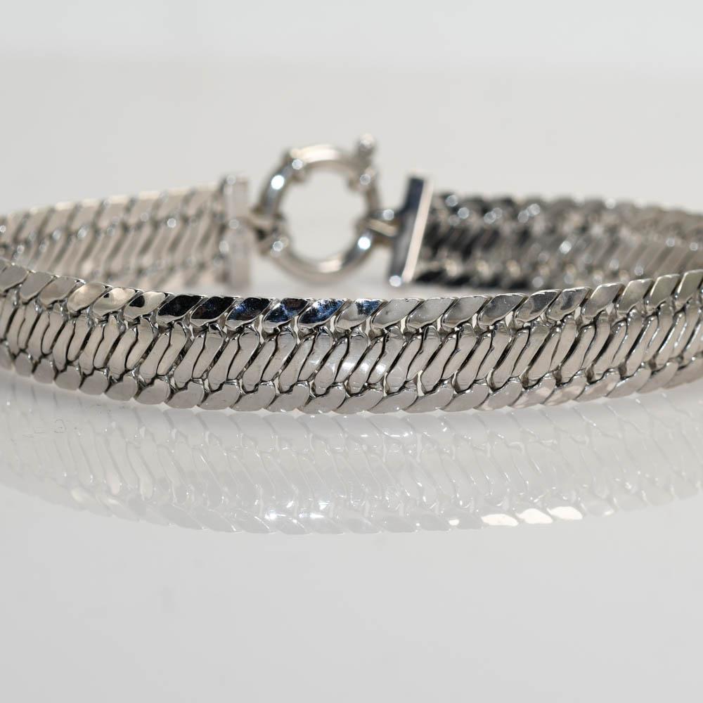 Schlangenkette-Armband aus 14 Karat Weißgold,0.6 Karat für Damen oder Herren