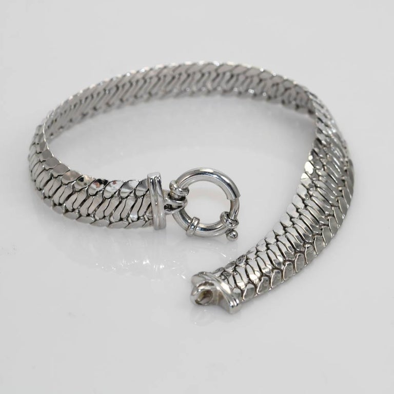 14K White Gold Snake Chain Bracelet, 10.6gr For Sale at 1stDibs