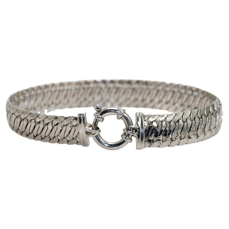 14K White Gold Snake Chain Bracelet, 10.6gr For Sale at 1stDibs