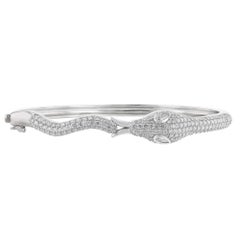 14K White Gold Snake Diamond Bangle, 2.13 Carat