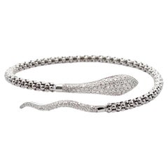 14K White Gold Snake Wrap Bracelet with Diamonds