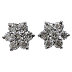 14k White Gold Snowflake Style Diamond Stud Earrings