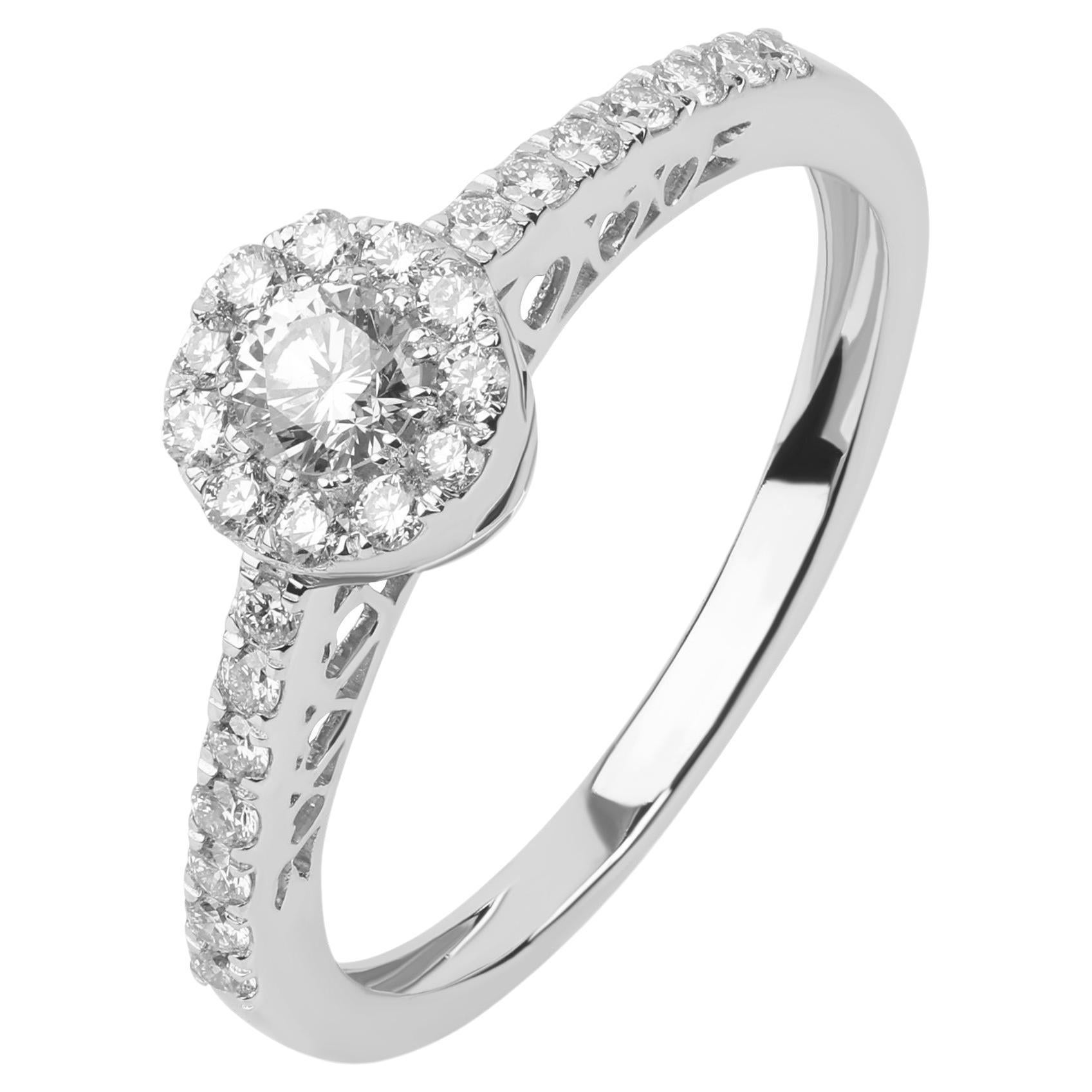 14k White Gold & Solitaire Diamond Engagement Ring