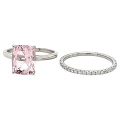 Anello di fidanzamento solitario in oro bianco 14k con Morganite e diamante per l'eternità