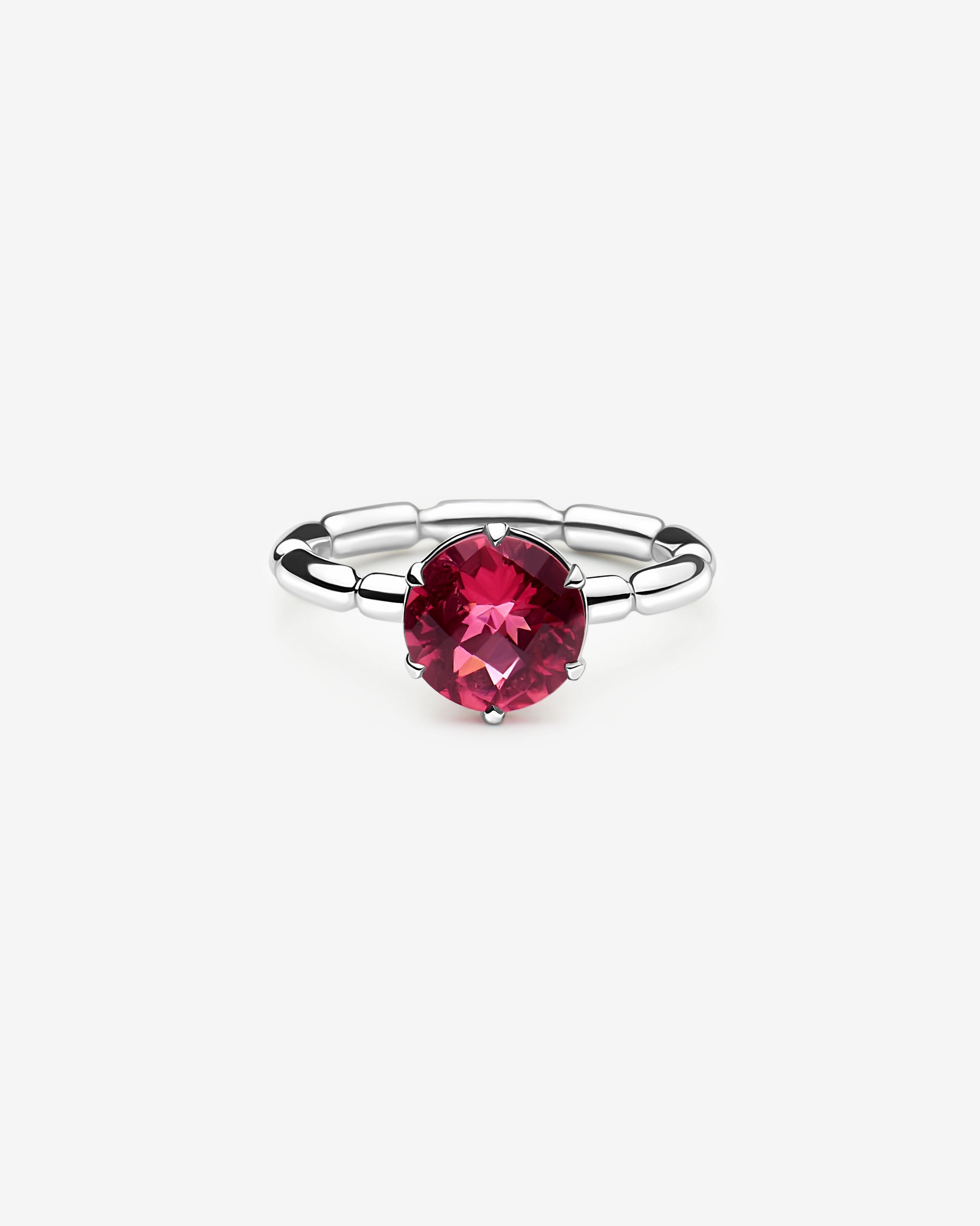 For Sale:  14k White Gold Solitaire Engagement Ring with 1.80 Carat Round Pink Tourmaline 2