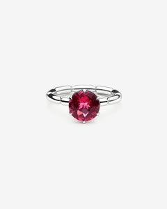 14k White Gold Solitaire Engagement Ring with 1.80 Carat Round Pink Tourmaline