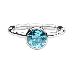 14k White Gold Solitaire Engagement Ring with 2.16 Carat Round Blue Zircon