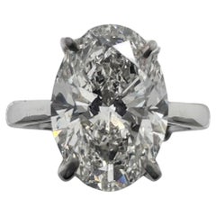 14k White Gold Solitaire Ring with 4.02Ct. Lab Grown Oval Diamond. (Size 5.75)