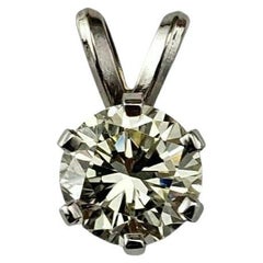 Ciondolo solitario in oro bianco 14K con diamante tondo Brilliante  #22472