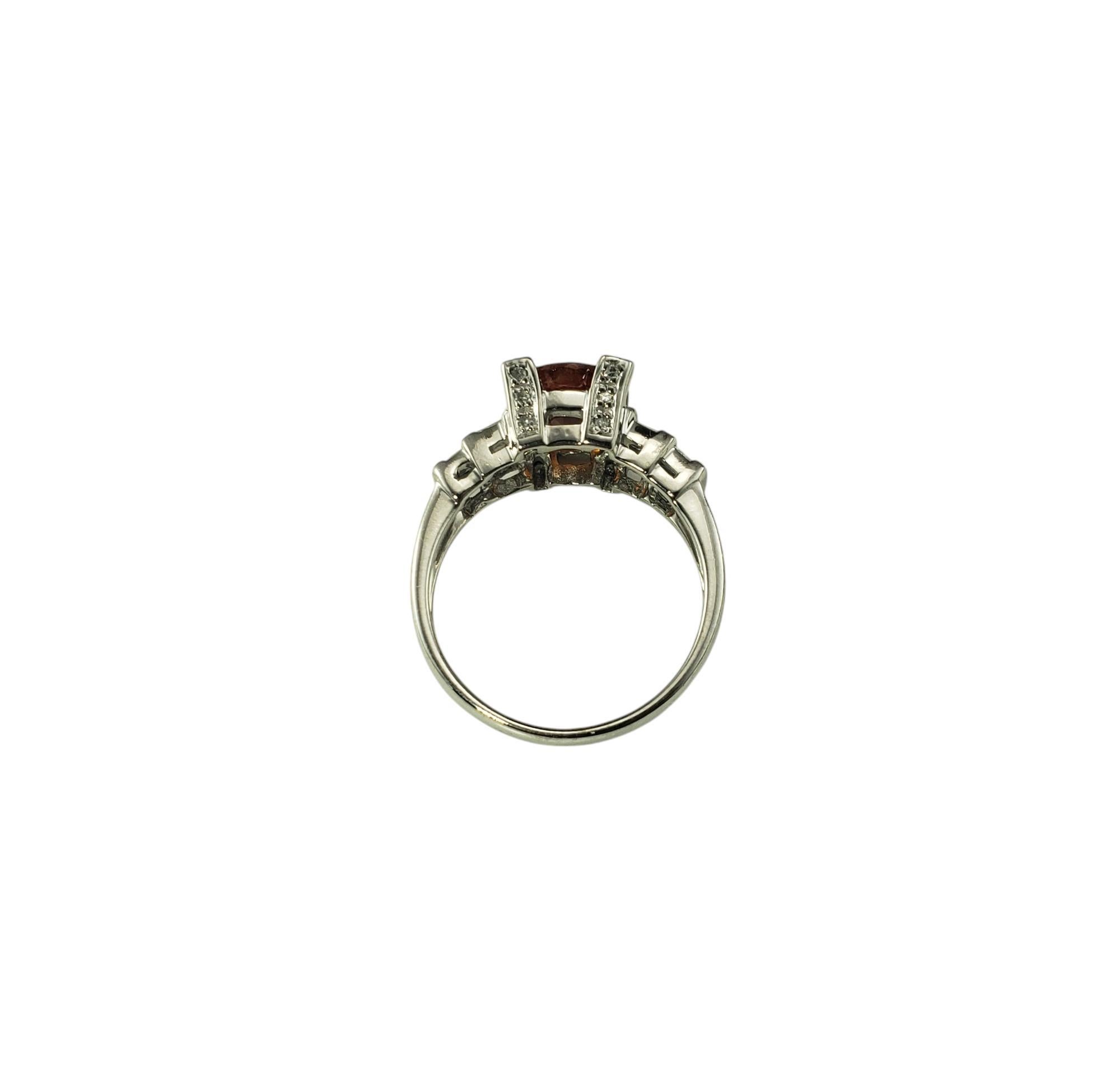 14K White Gold Spessartite Garnet and Diamond Ring Size 8  #20707 In Good Condition For Sale In Washington Depot, CT