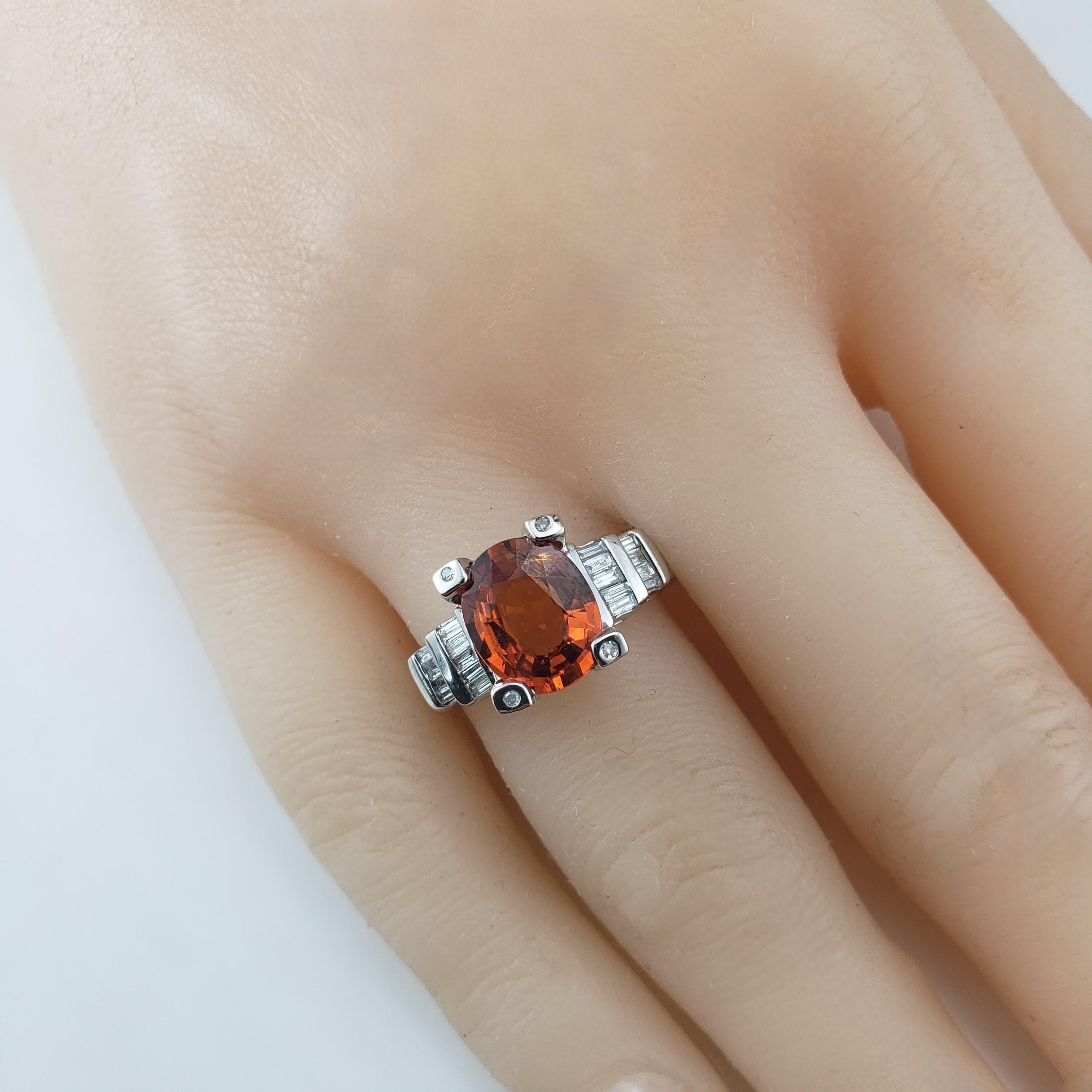 14K White Gold Spessartite Garnet and Diamond Ring Size 8  #20707 For Sale 1