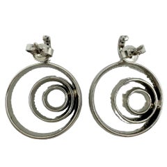 14K White Gold Spiral Diamond Earrings