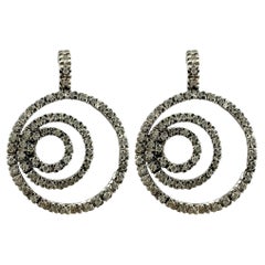 14K White Gold Spiral Diamond Earrings