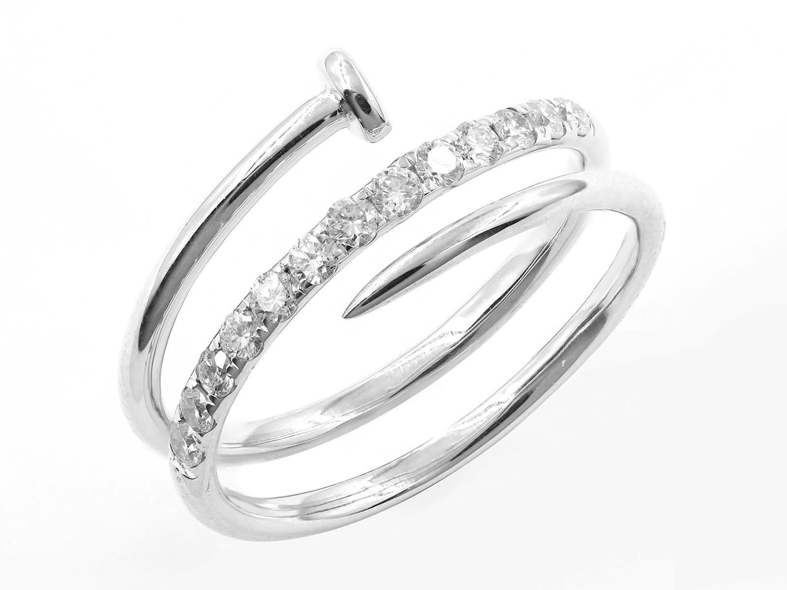 Anello con diamante a spirale in oro bianco 14K - Design moderno - 0,33 CT In condizioni Nuovo in vendita a Antwerp, BE