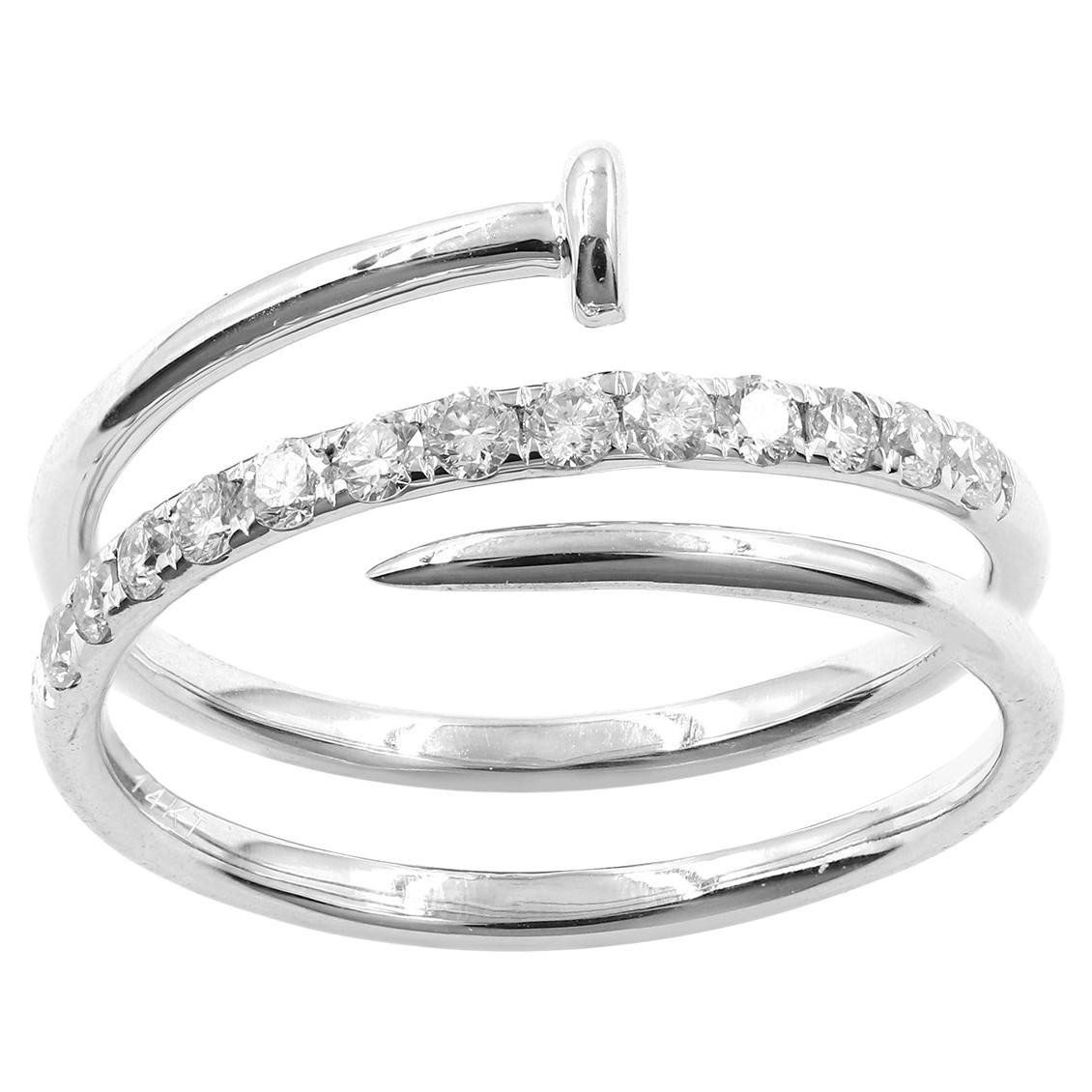 Anello con diamante a spirale in oro bianco 14K - Design moderno - 0,33 CT