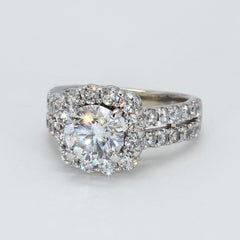 Anillo de compromiso de oro blanco de 14k con diamantes naturales certificados GIA