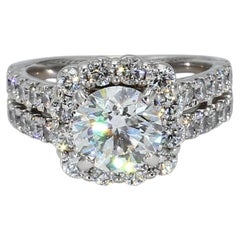 Anillo de compromiso de oro blanco de 14k con diamantes naturales certificados GIA