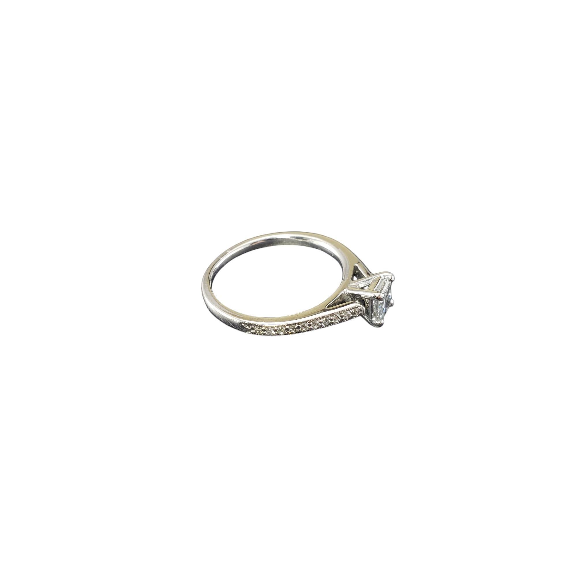 Contemporary 14K White Gold Square Cut Diamond Engagement Ring Size 5.75 GIA Certified #20109 For Sale