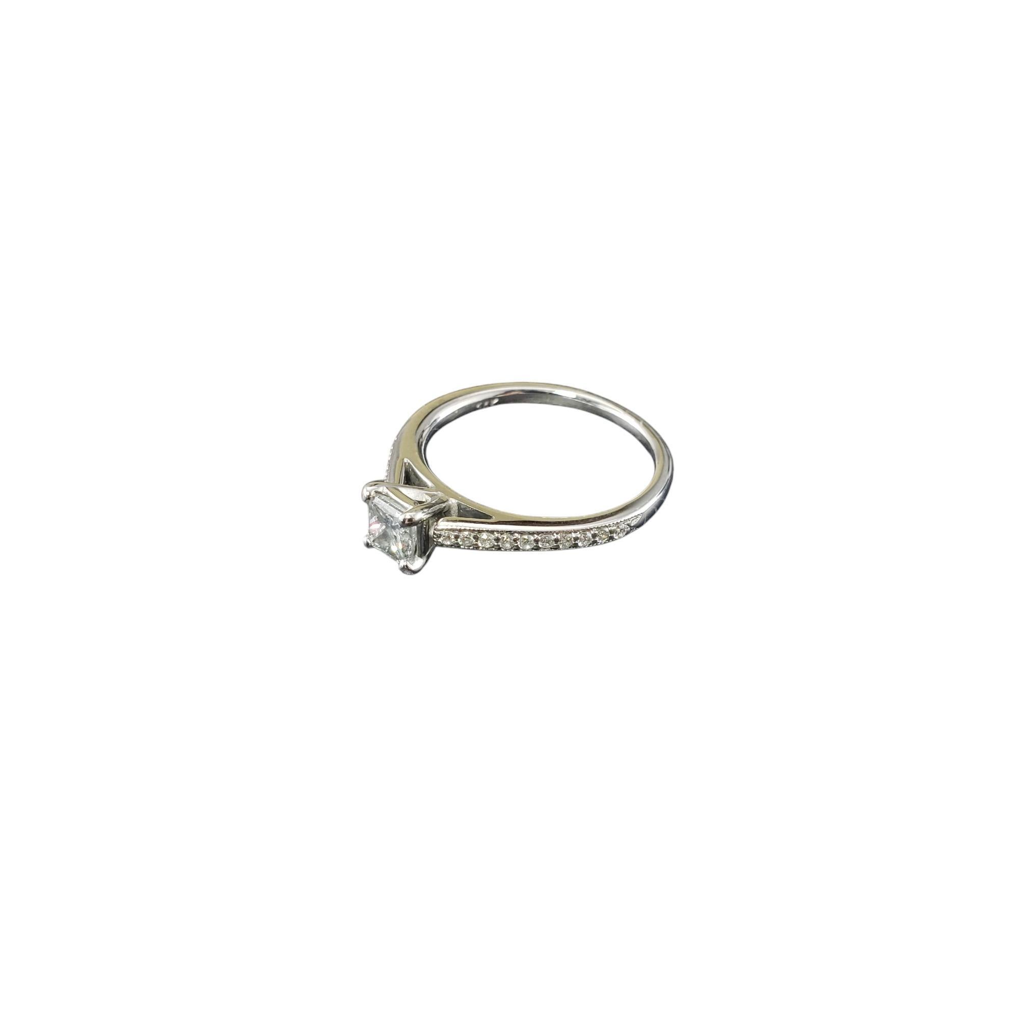 14K White Gold Square Cut Diamond Engagement Ring Size 5.75 GIA Certified #20109 In Good Condition For Sale In Washington Depot, CT