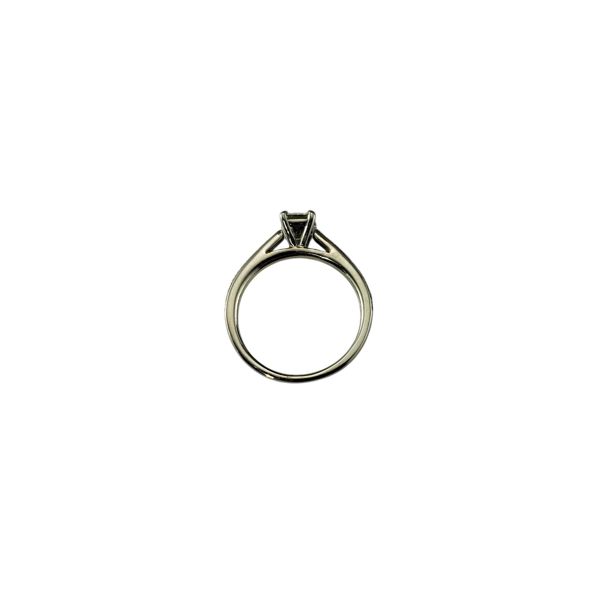 Women's 14K White Gold Square Cut Diamond Engagement Ring Size 5.75 GIA Certified #20109 For Sale