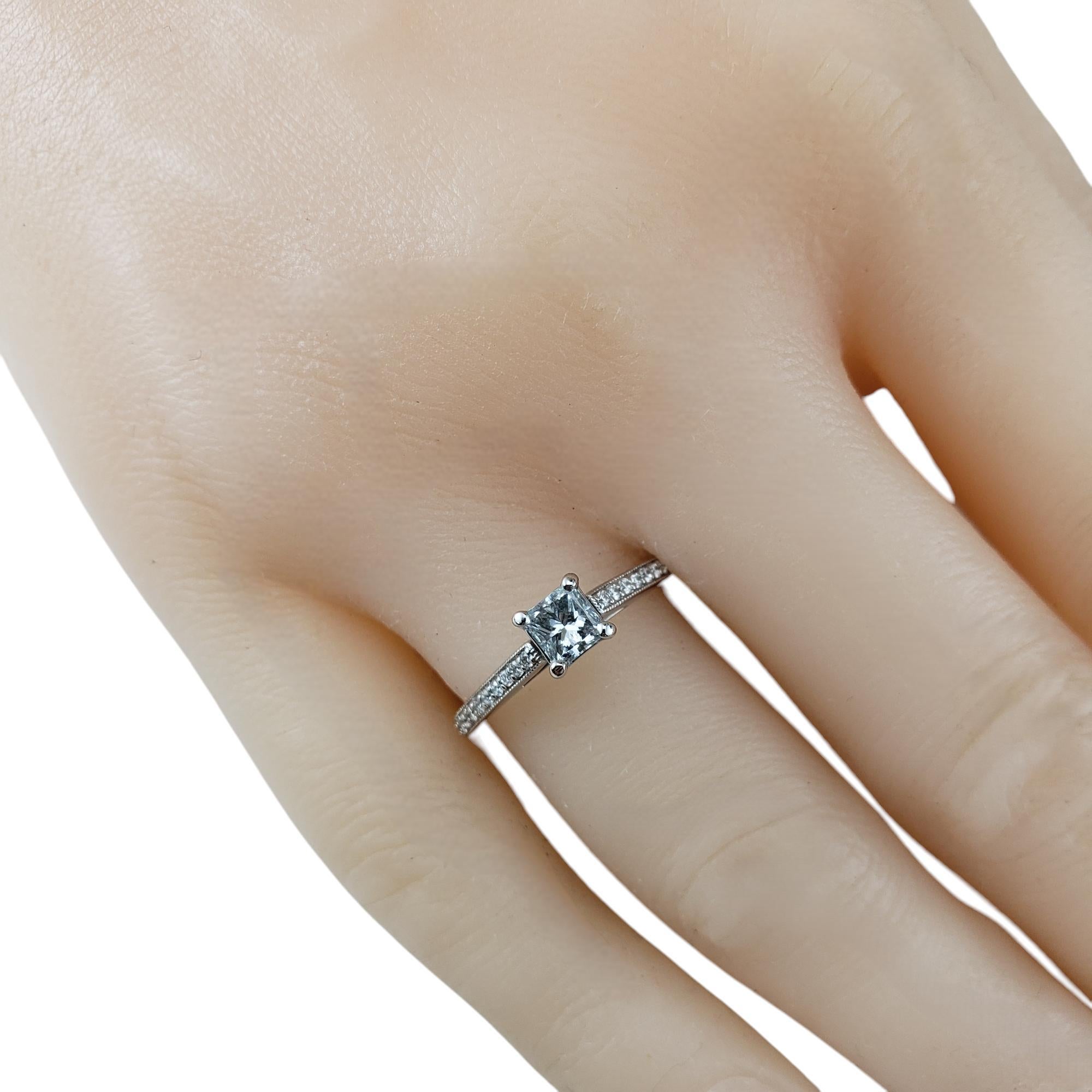 14K White Gold Square Cut Diamond Engagement Ring Size 5.75 GIA Certified #20109 For Sale 4