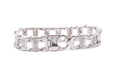 14K White Gold Square Link 2.5 Carat Diamond Men's Bracelet
