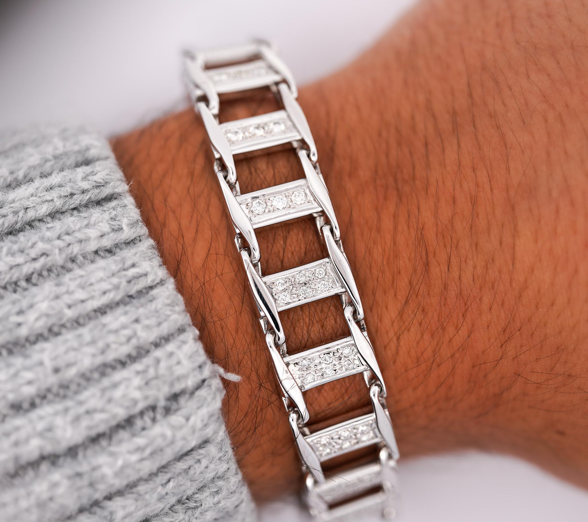 mens bracelet white gold diamonds