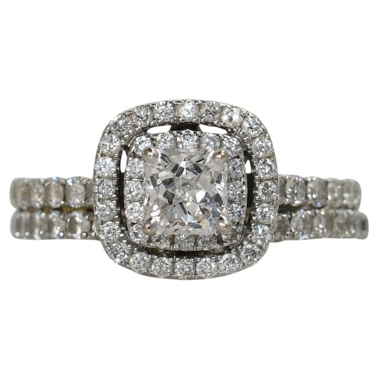 Anello di fidanzamento con diamante quadrato modificato Brilliante in oro bianco 14K 0,70ct