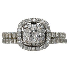 Vintage 14K White Gold Square Modified Brilliant Diamond Engagement Ring 0.70ct