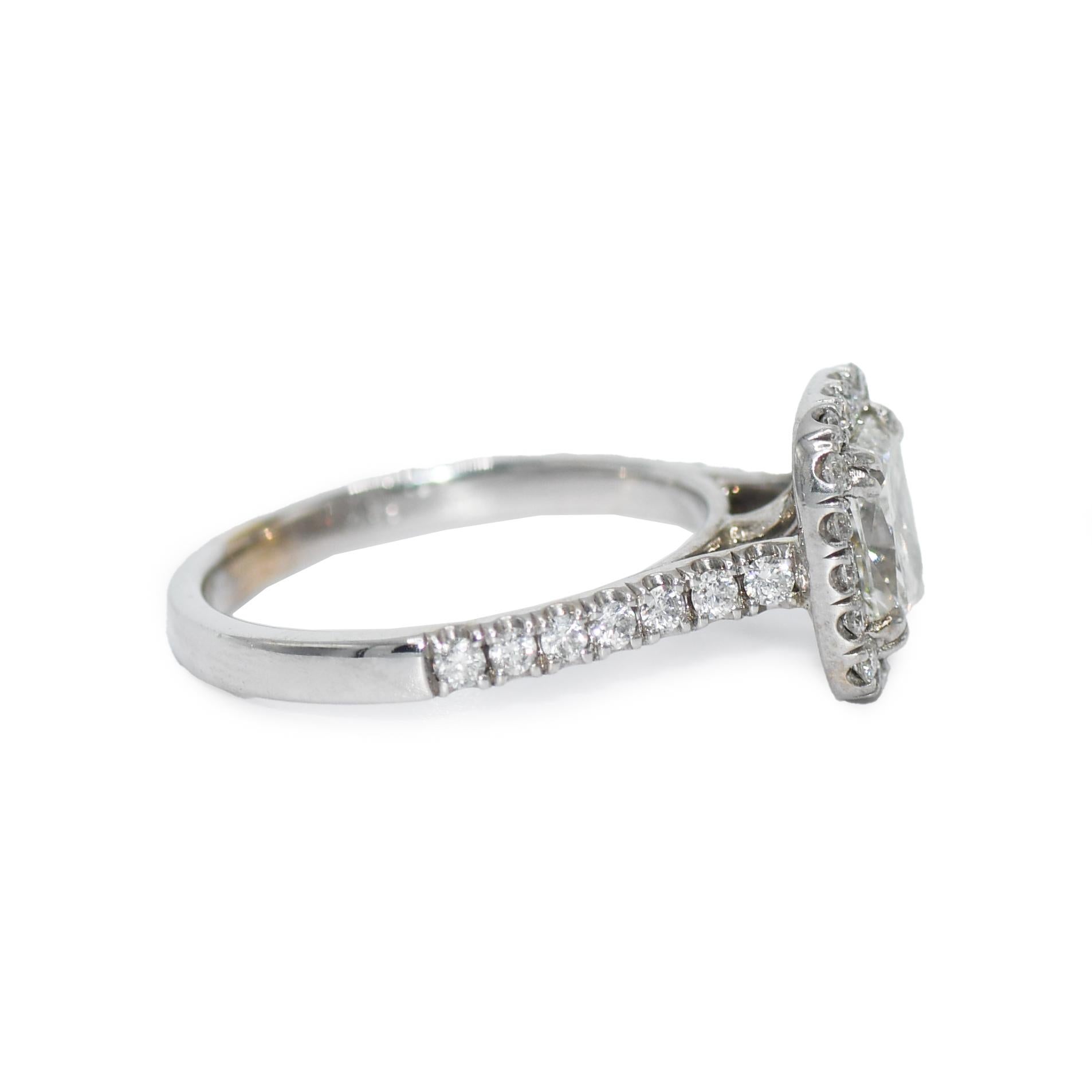 Square Cut 14K White Gold Square Modified Diamond Ring For Sale