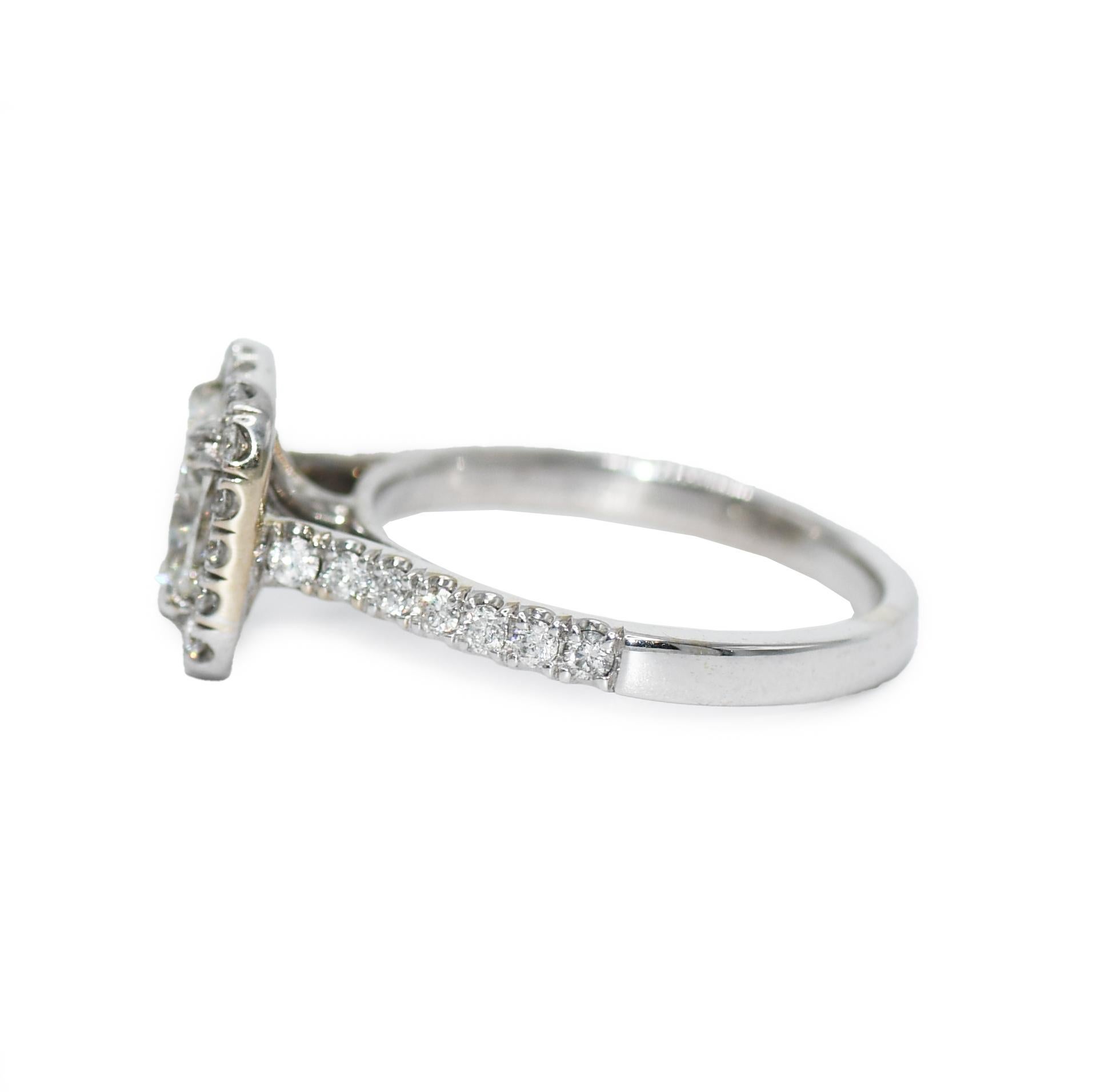 Women's or Men's 14K White Gold Square Modified Diamond Ring For Sale