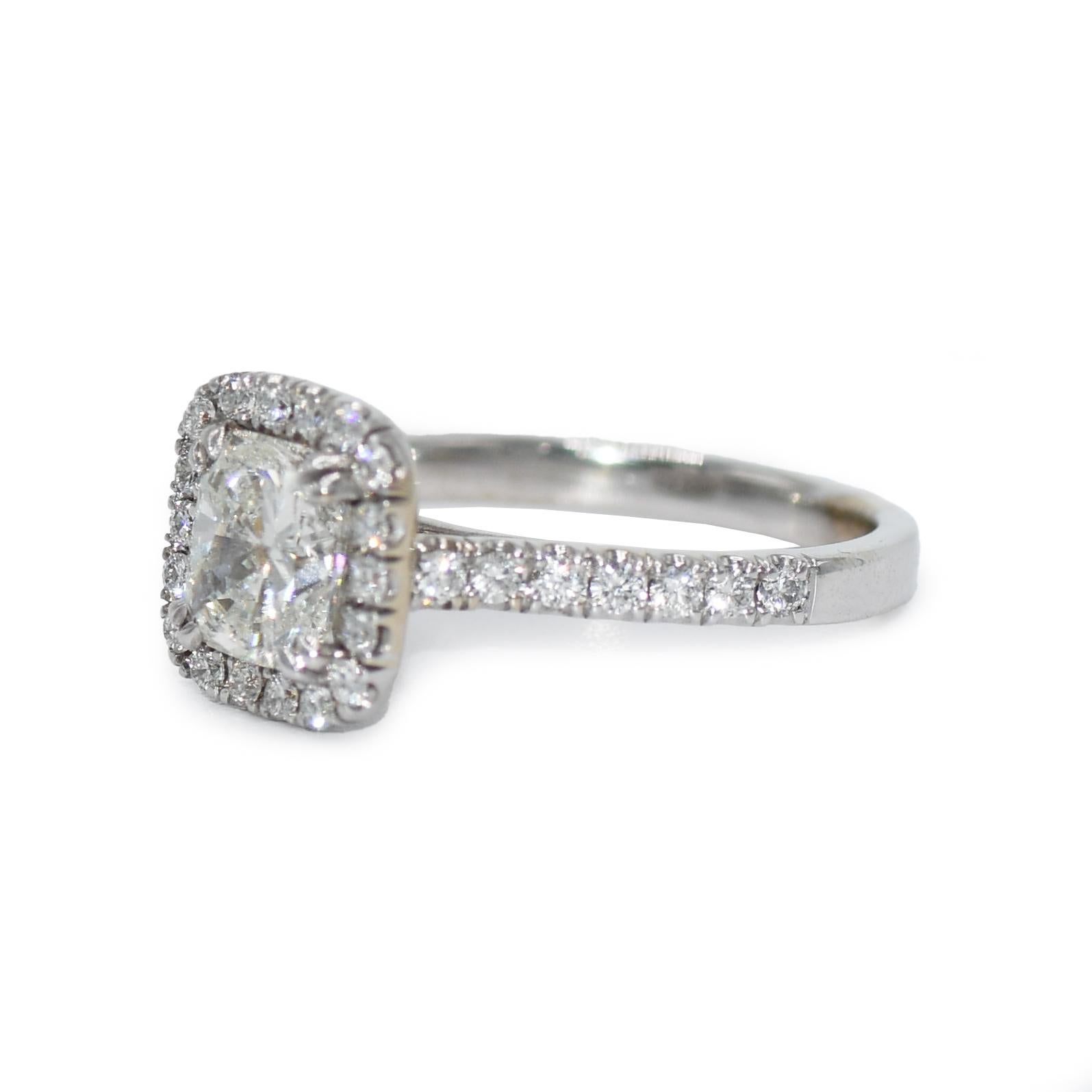 14K White Gold Square Modified Diamond Ring For Sale 1