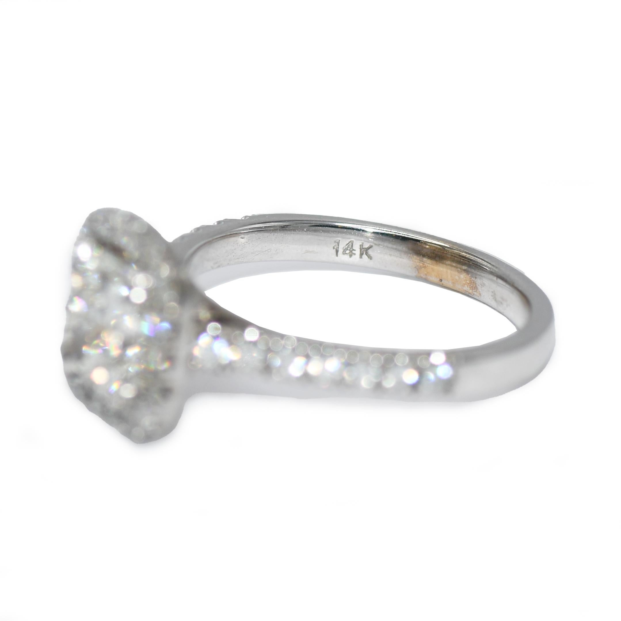 14K White Gold Square Modified Diamond Ring For Sale 2